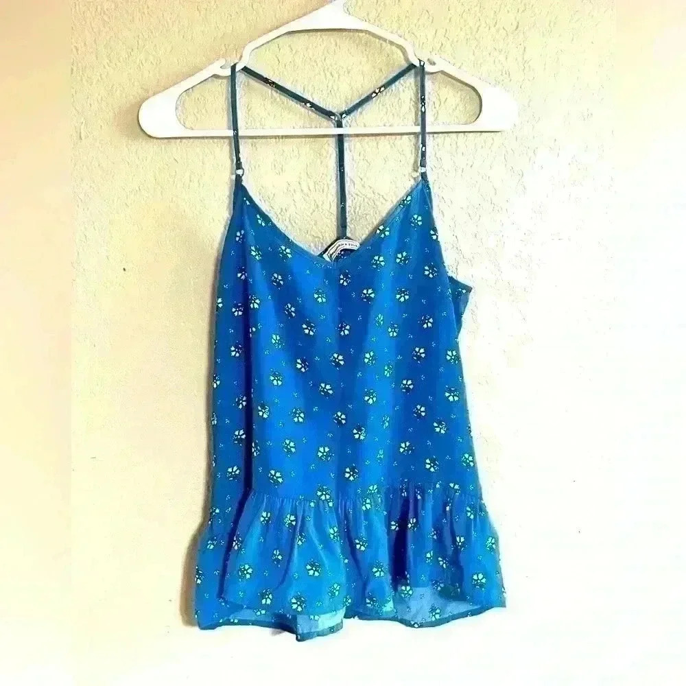 Y2K Abercrombie & Fitch Floral Spaghetti‎ Strap Peplum Tank Women's XS Fairy